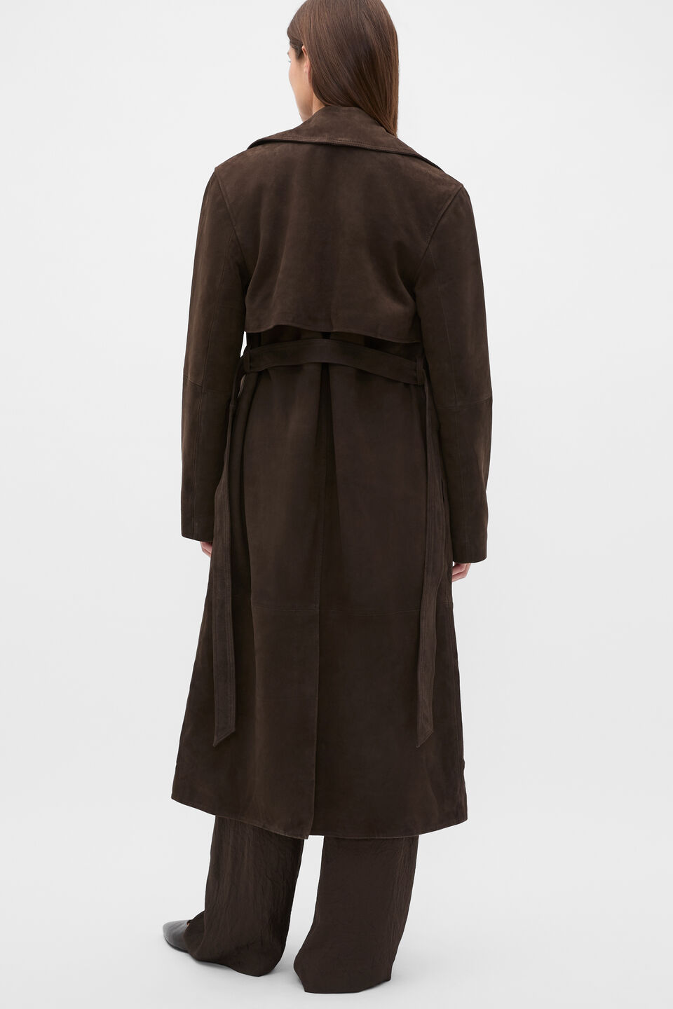 Suede Trench Coat  Coffee Bean