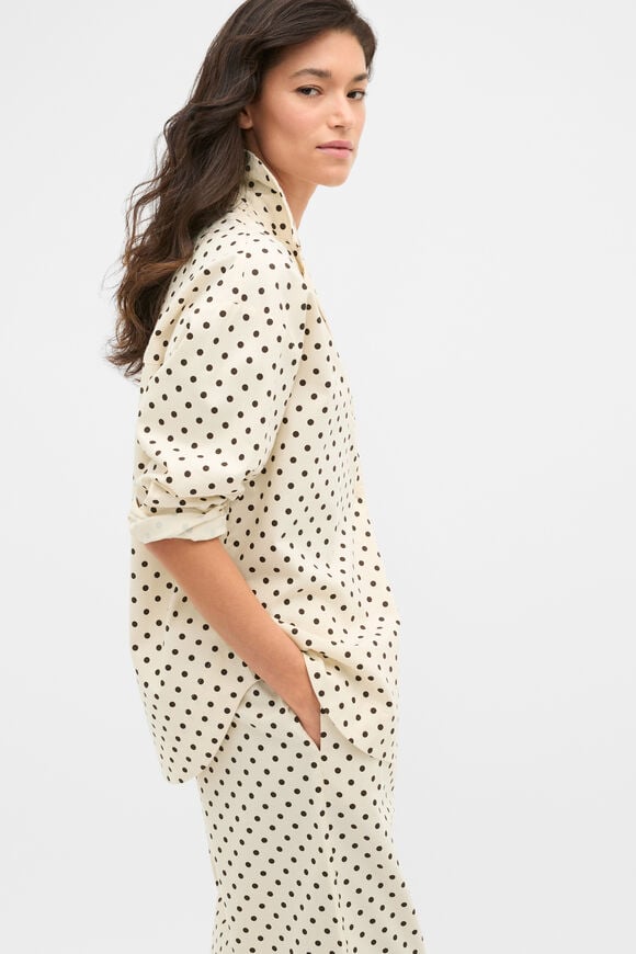 Spot Flannelette Shirt and Pant PJ Set  Coconut Cream Spot  hi-res