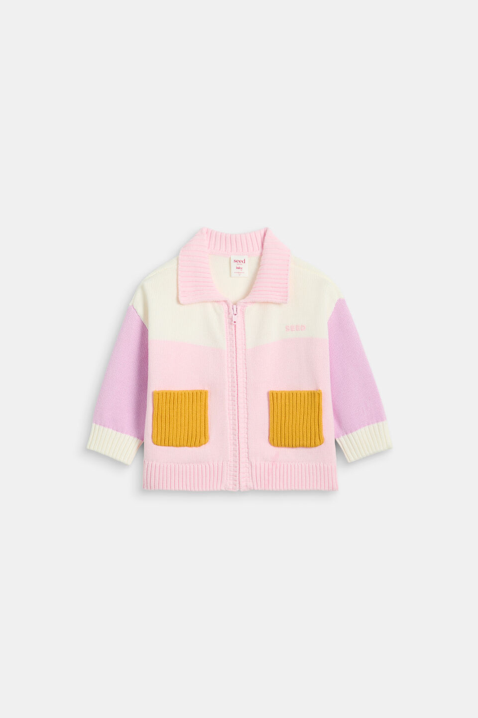 Colour Block Cardigan  Pink Lemonade