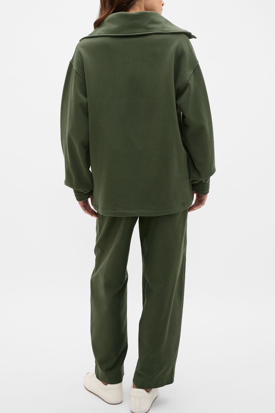 Terry Half Placket Sweat  Deep Forest