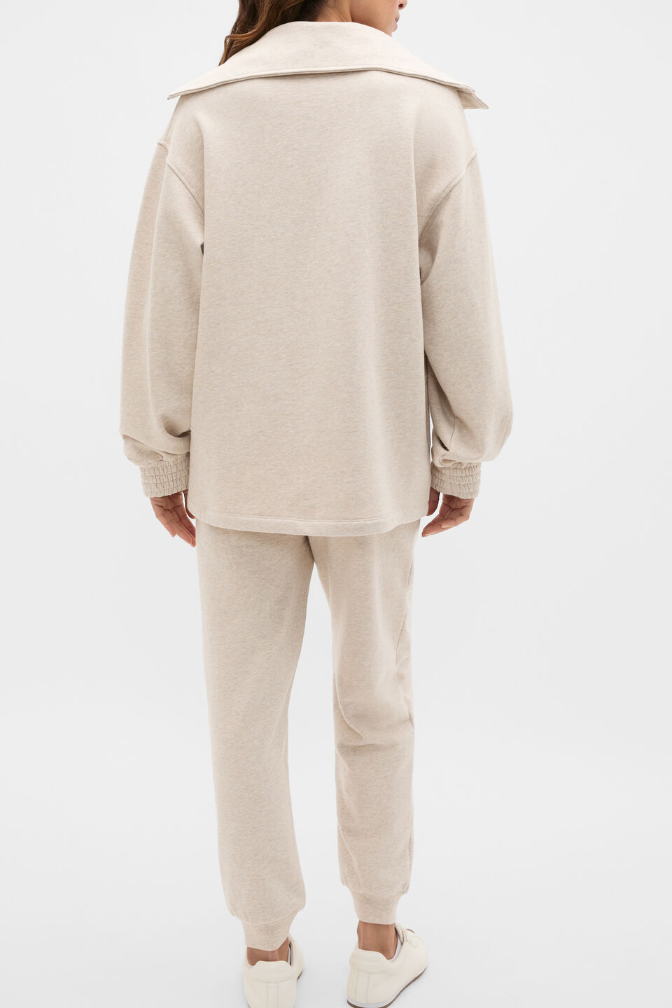 Terry Half Placket Sweat  Wheat Marle