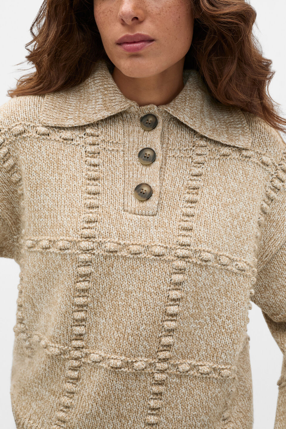 Cotton Blend Pom Pom Knit  Caramel Clay Twist