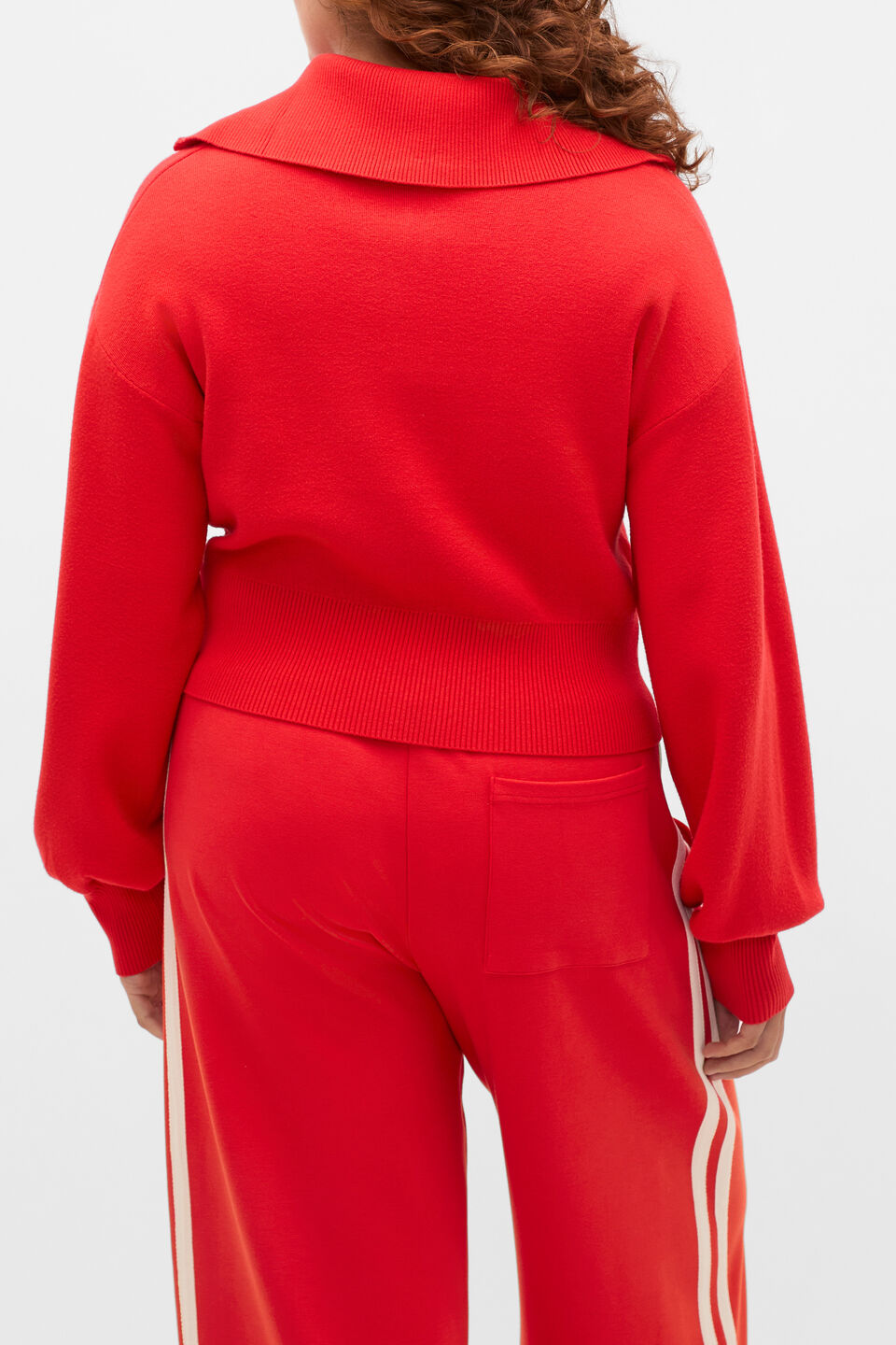 Double Knit Crop Zip Through  Chilli Red