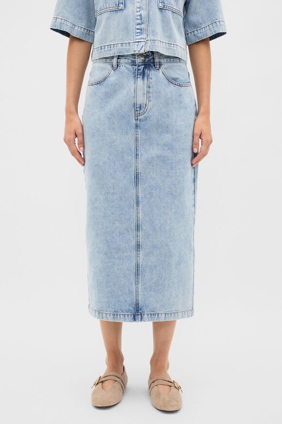 Denim Column Skirt  Breeze Blue Wash  hi-res