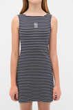 Boat Neck Rib Dress  Navy Stripe  hi-res
