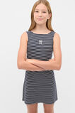 Boat Neck Rib Dress  Navy Stripe  hi-res