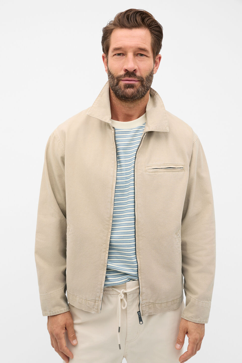 Zip Through Jacket  Clay