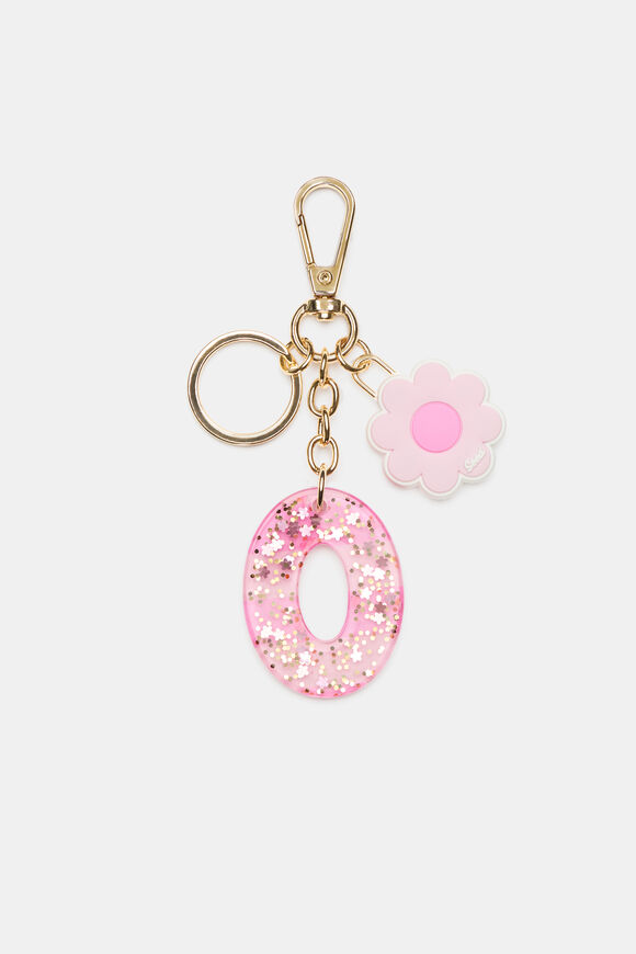 Pink Stripe Initial Keyring  O  hi-res