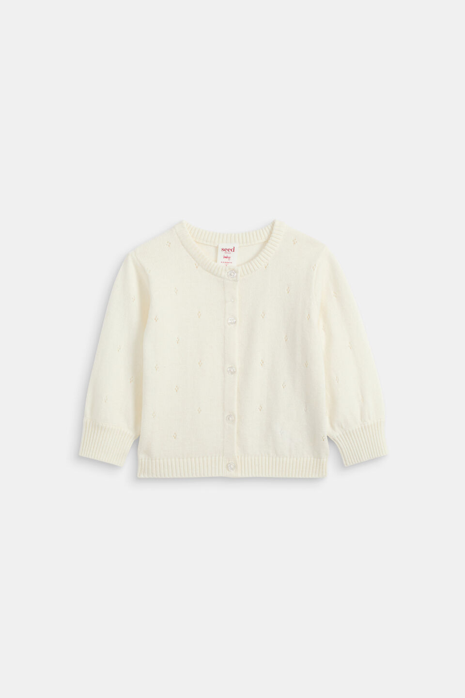Pointelle Knit Cardigan  Classic Cream