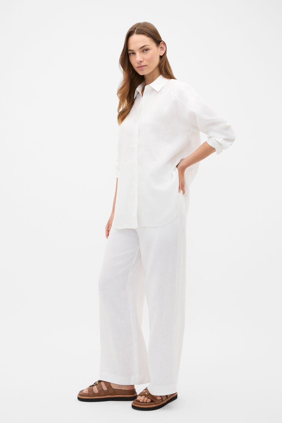 Core Linen Oversized Shirt  Whisper White