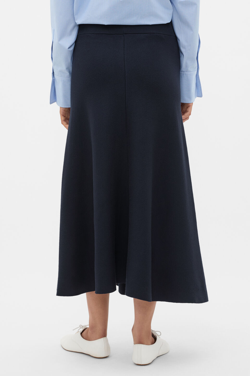 Double Knit Midi Skirt  Twilight Blue