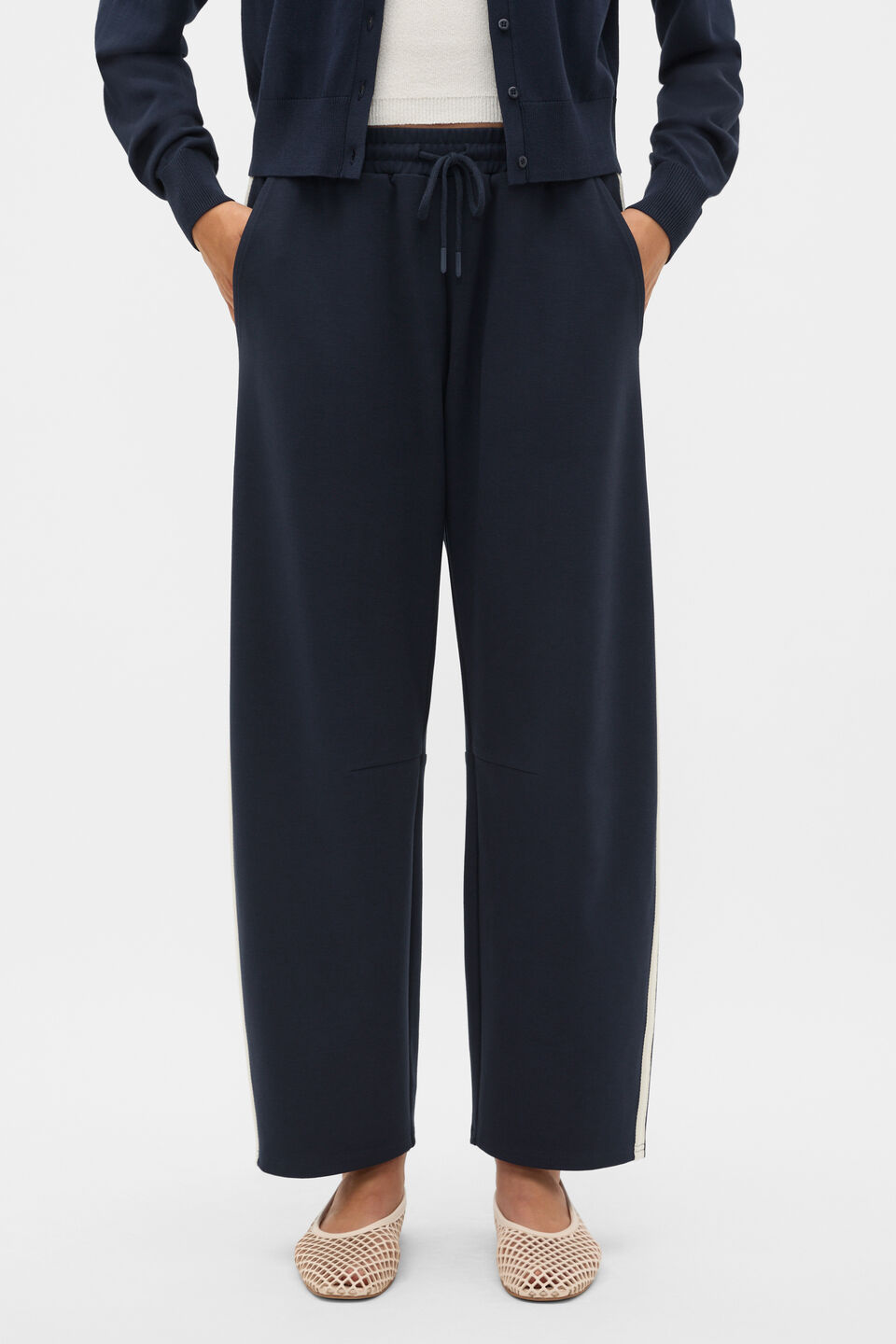 Side Stripe Barrel Leg Pant  Twilight Blue