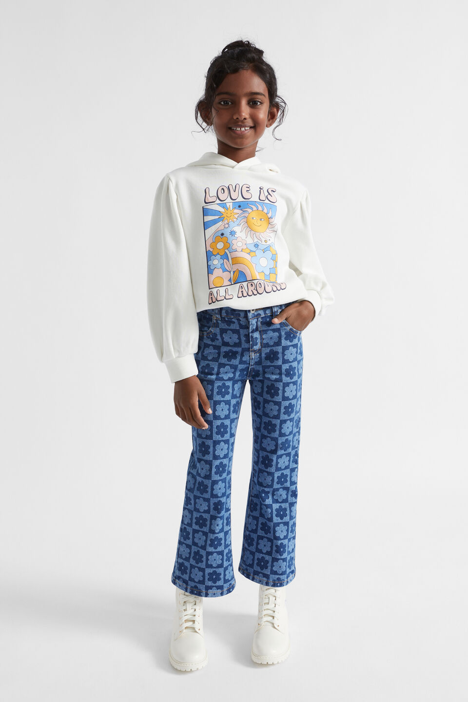 Checked Jean  Indigo