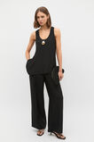 Crinkled Satin Longline Tank  Black  hi-res