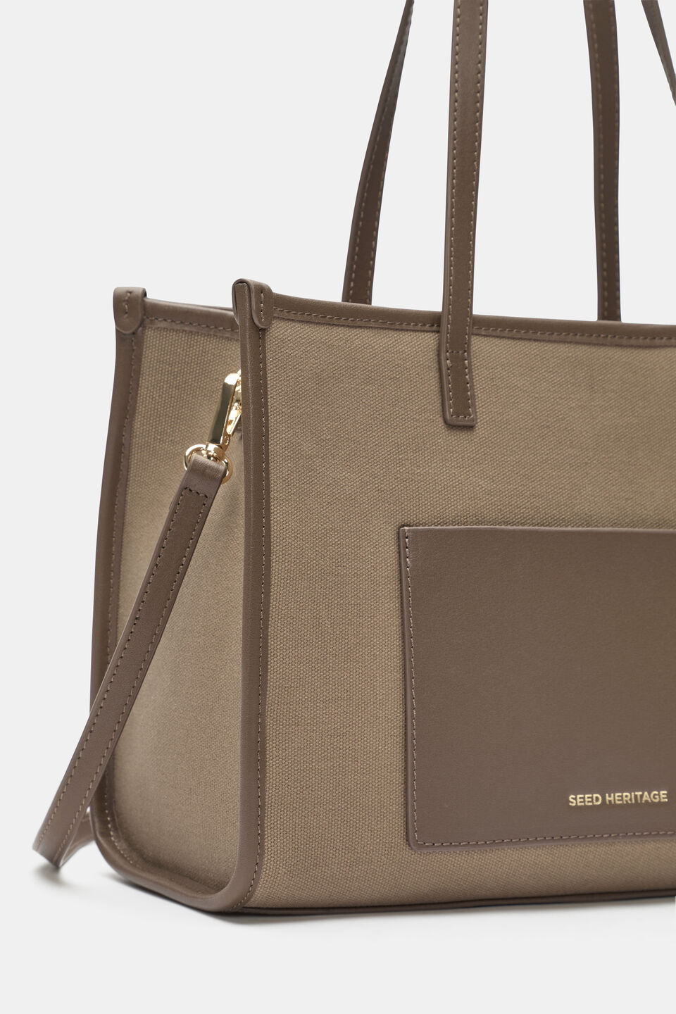 Leather Detail Carry All Mini Tote  Cocoa