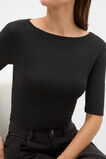 Boat Neck Half Sleeve Top  Black  hi-res