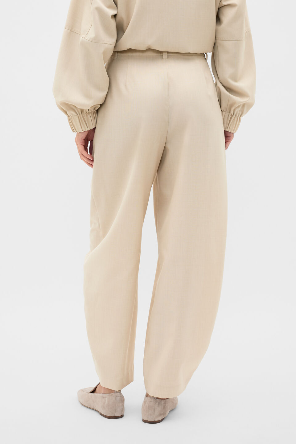 Barrel Leg Tailored Trouser  Cashew Cream Crossdye