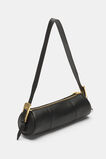Leather Rounded Shoulder Bag  Black  hi-res