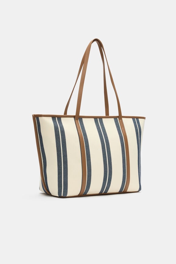 Trim Detail Stripe Tote  Twilight Blue  hi-res