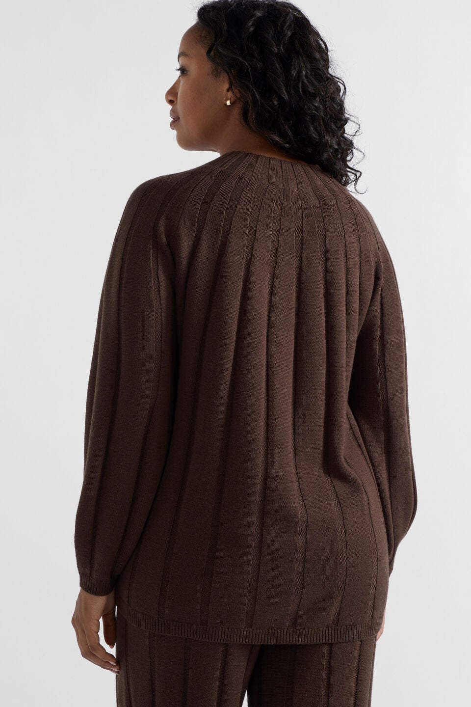 Panelled Rib Knit  Dark Espresso