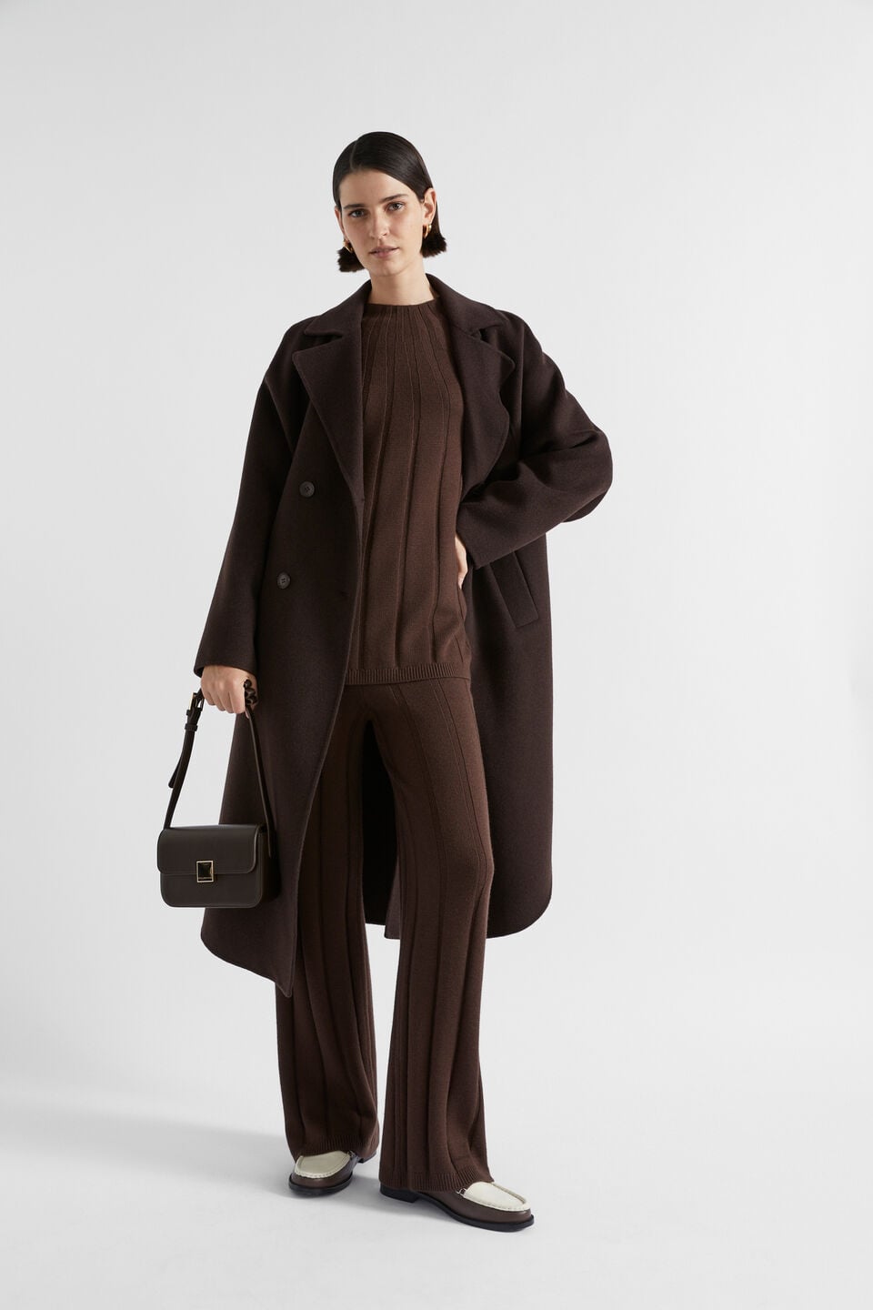 Panelled Rib Knit  Dark Espresso
