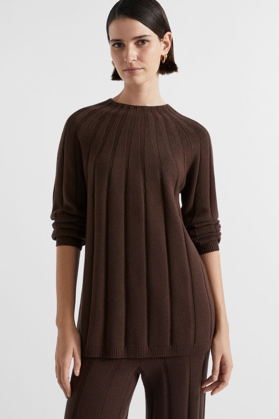 Panelled Rib Knit  Dark Espresso