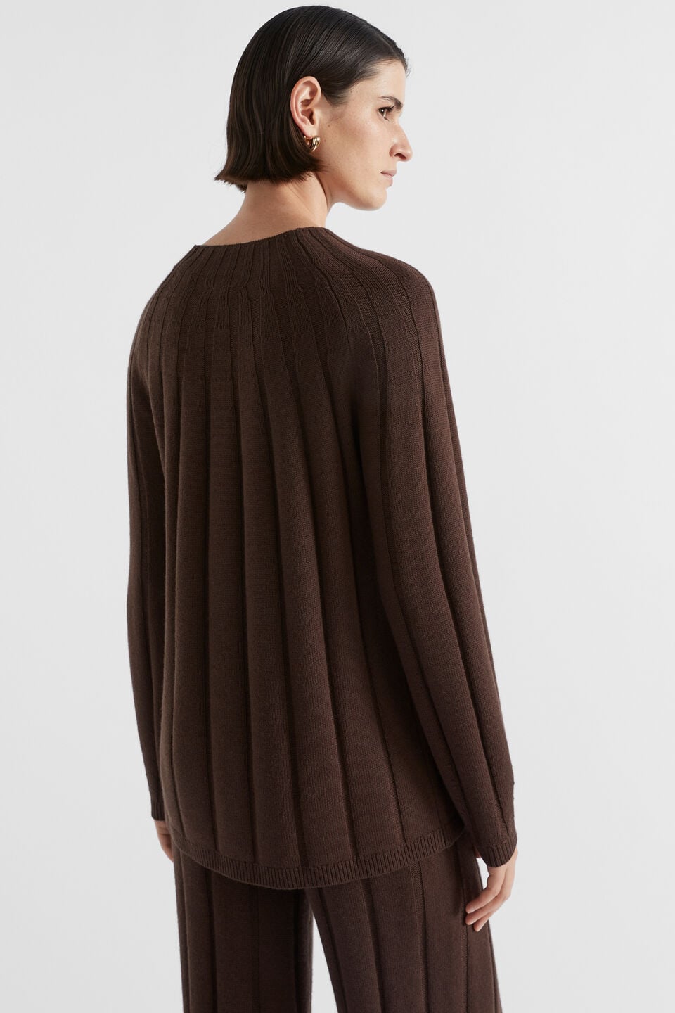 Panelled Rib Knit  Dark Espresso