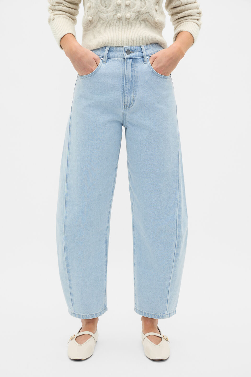 Barrel Leg Jean  Ice Blue Denim