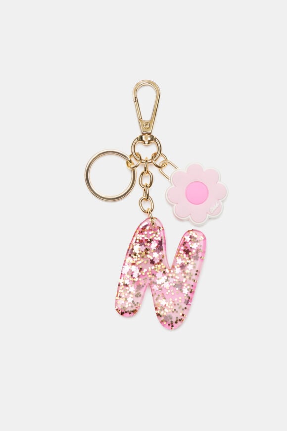 Pink Stripe Initial Keyring  N  hi-res