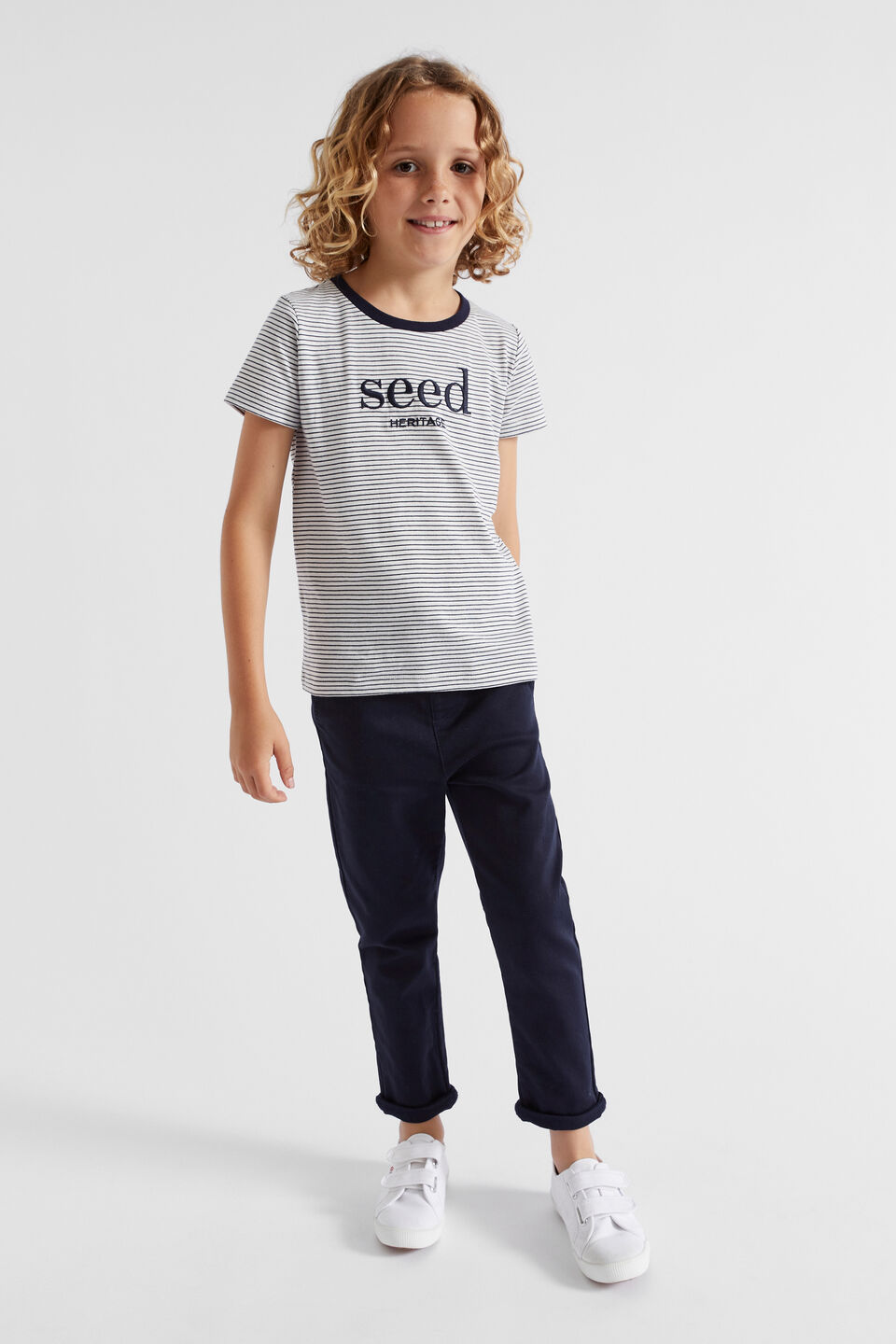 Core Logo Tee  Blue Stripe