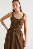 Poplin Button Through Top  Pecan Brown  hi-res