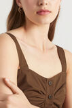 Poplin Button Through Top  Pecan Brown  hi-res