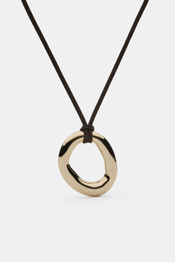 Adjustable Molten Pendant Necklace  Gold  hi-res