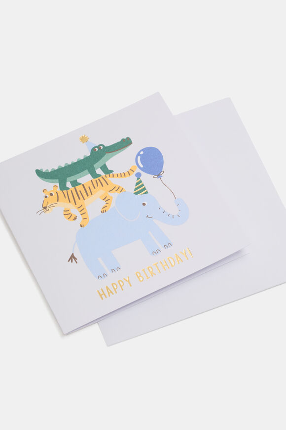 Happy Birthday Animal Stack Card  Multi  hi-res