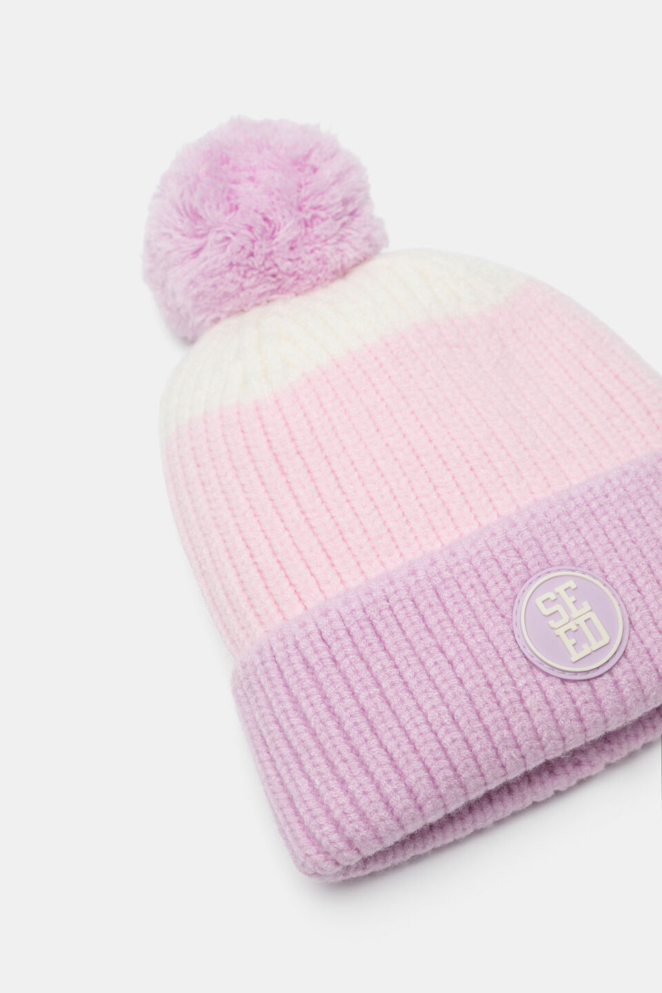Mini Rib Colourblock Beanie  Orchid