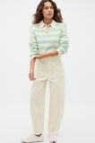 Brushed Merino Boxy Polo  Soft Moss Stripe  hi-res
