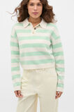 Brushed Merino Boxy Polo  Soft Moss Stripe  hi-res