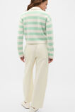 Brushed Merino Boxy Polo  Soft Moss Stripe  hi-res