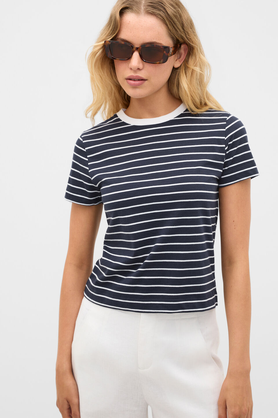 Cotton Baby Tee  Twilight Blue Stripe