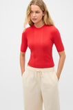 Cotton Blend Rib Knit Top  Chilli Red  hi-res