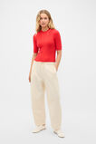 Cotton Blend Rib Knit Top  Chilli Red  hi-res