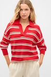 Relaxed Polo Knit  Chilli Red Stripe  hi-res