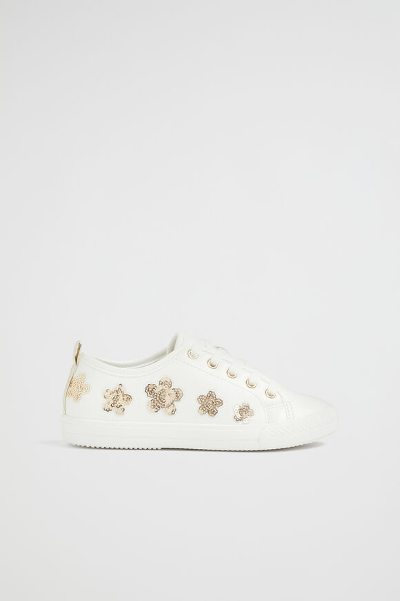 Daisy Sequin Trainer  White  hi-res
