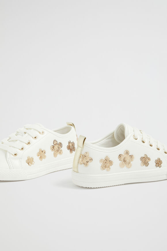 Daisy Sequin Trainer  White  hi-res