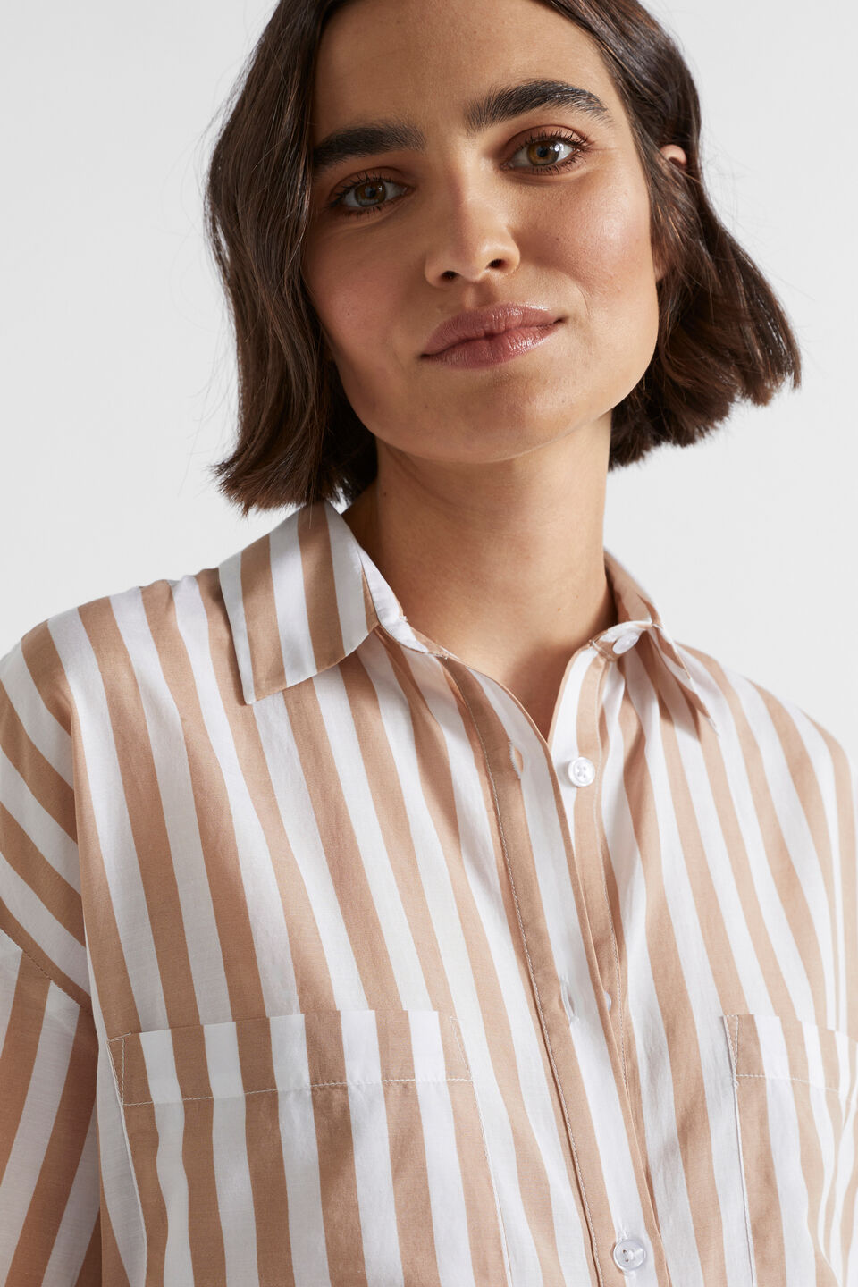 Voile Relaxed Shirt  Barley Stripe