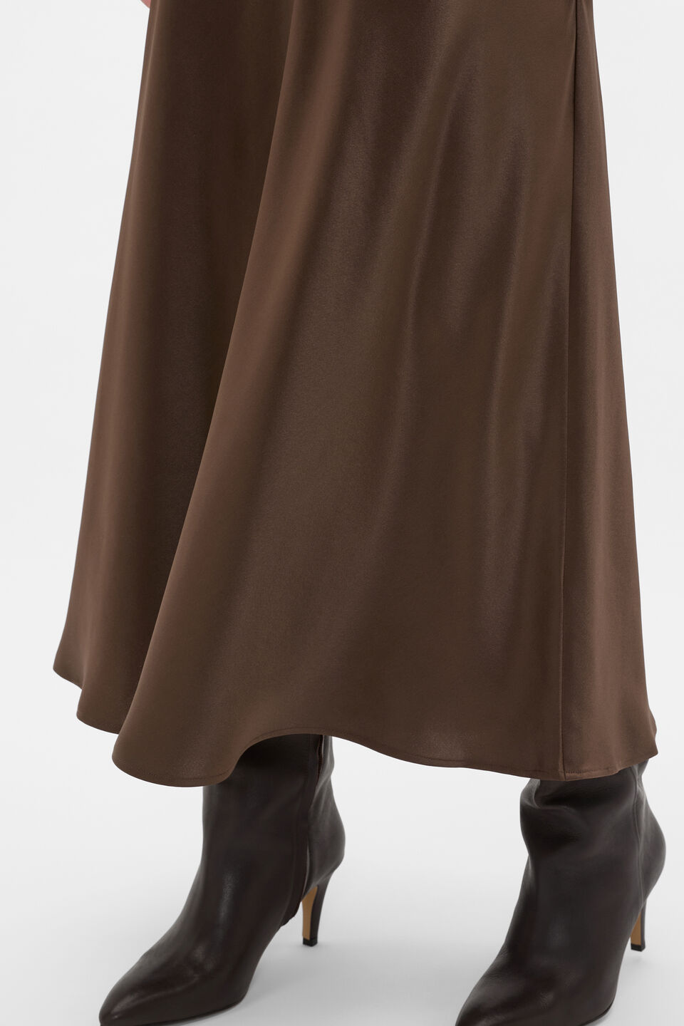 Satin Midi Skirt  Chestnut