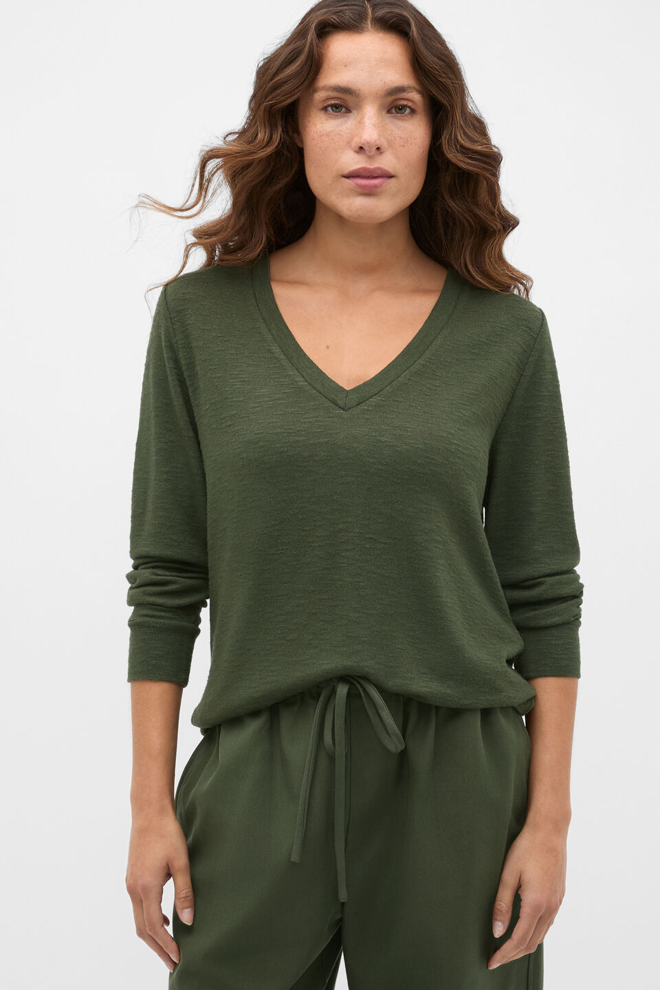 Supersoft V Neck Top  Deep Forest