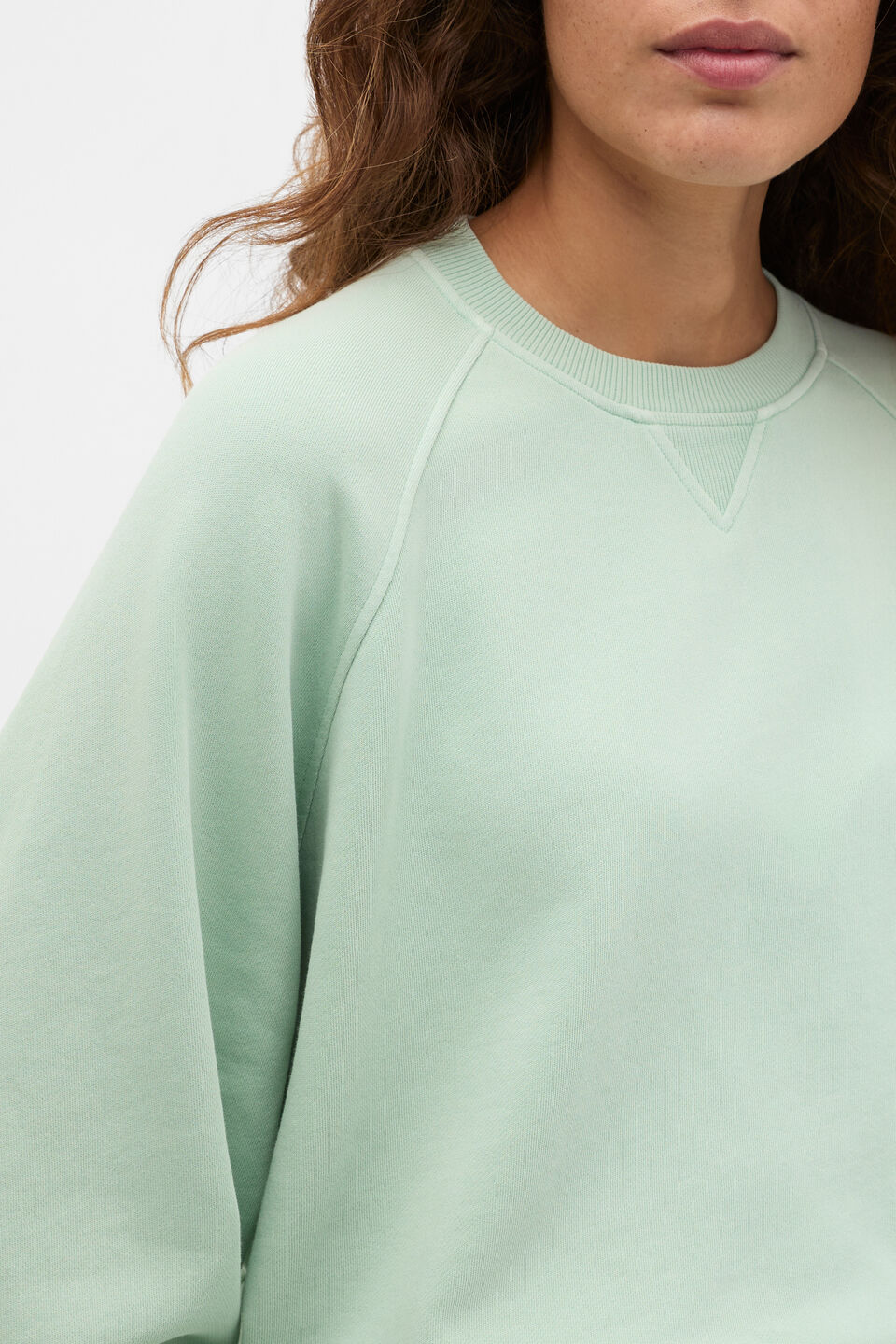 Washed Terry Crew Neck Sweat  Soft Moss Wash