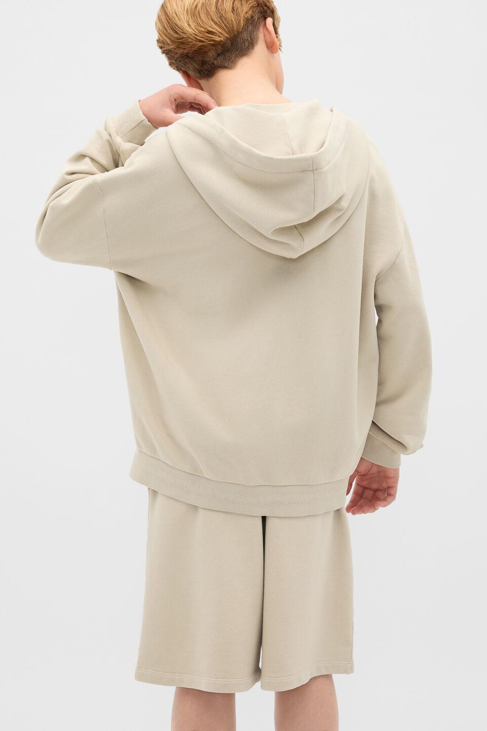 Garment Dye Zip Through Hoodie  Cool Stone