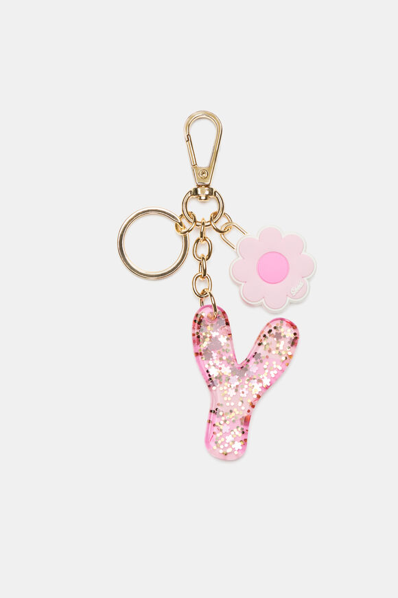 Pink Stripe Initial Keyring  Y  hi-res